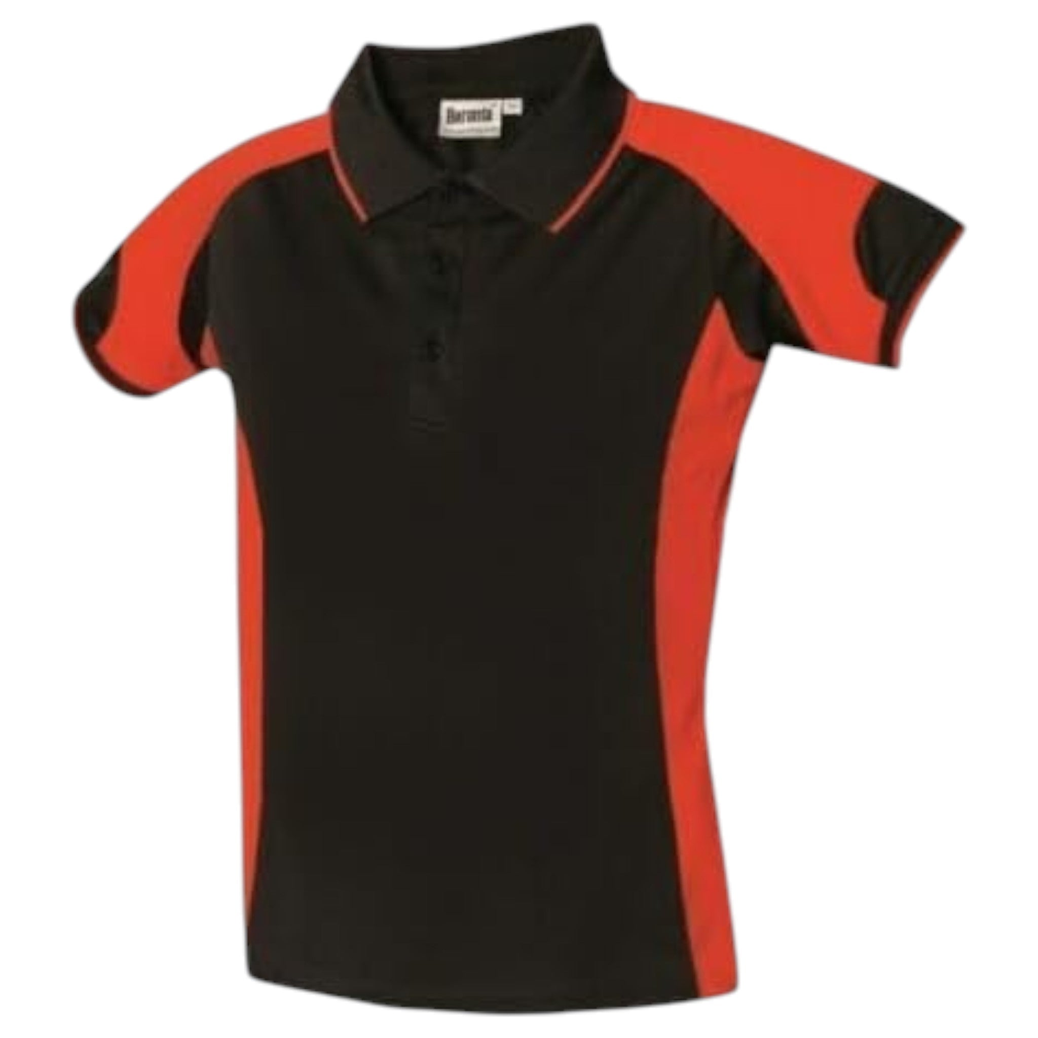 Children's black and red polo sports shirt short sleeve breathable school PE top
